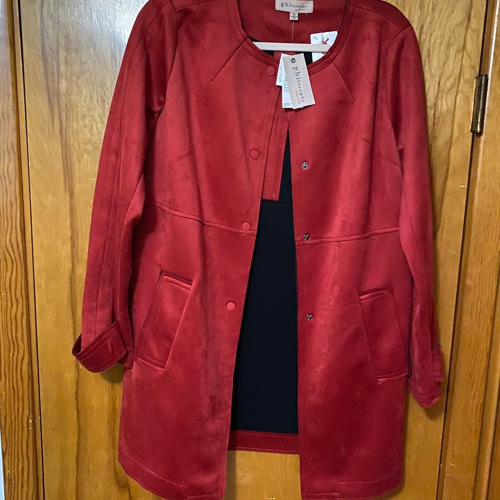 Red philosophy suede coat